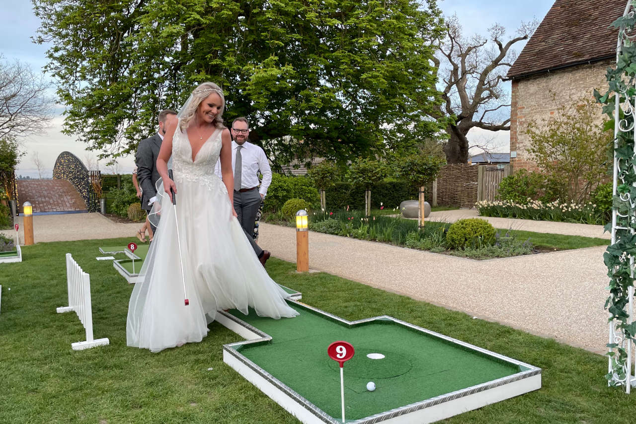 Bassmead Manor Barns Cambridge Wedding Venue crazy golf