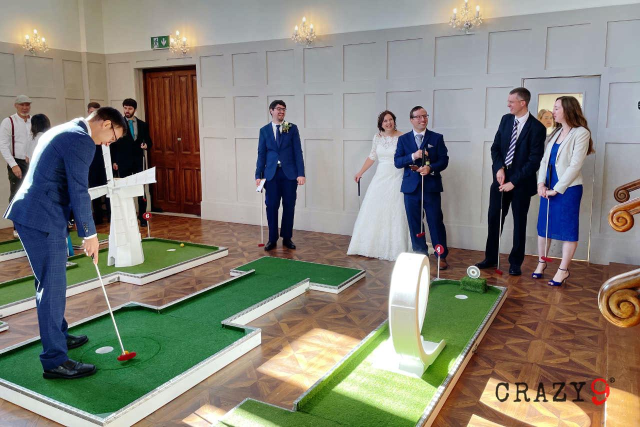 Thicket Priory Yorkshire Winter Wedding Venue mobile Crazy Golf