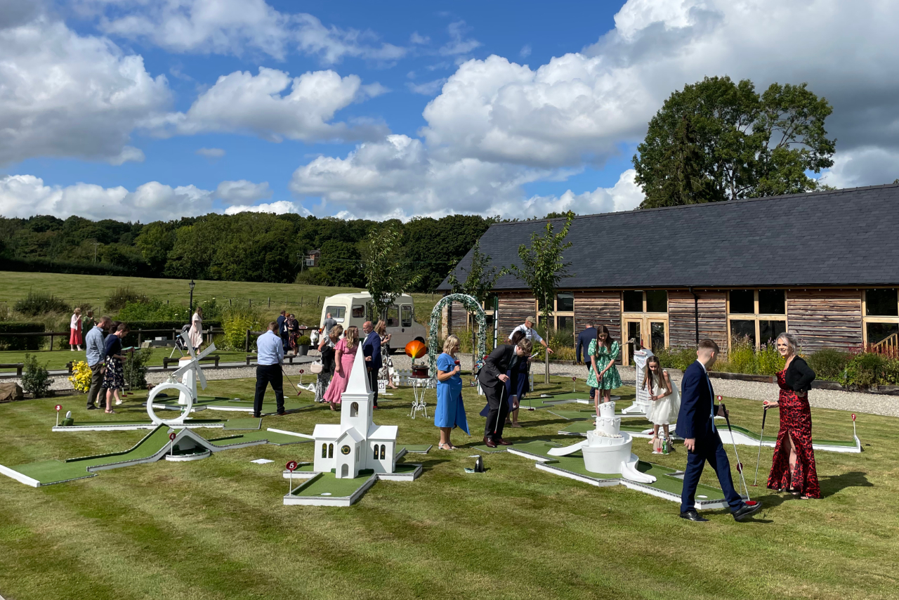 crazy9 wedding crazy golf at Tower Hill Barns wedding venue north wales
