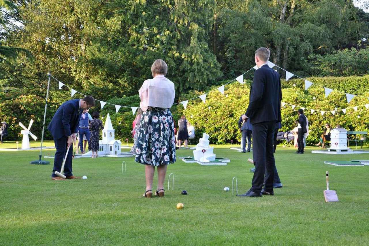 Garden games Gawsworth Hall portable crazy golf wedding entertainment