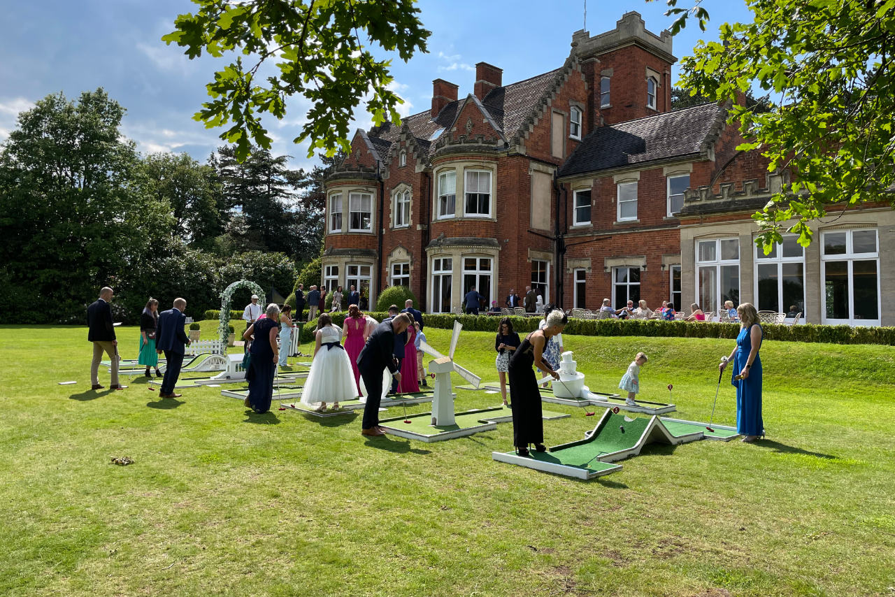 wedding themed mobile crazy golf at Pendrell Hall